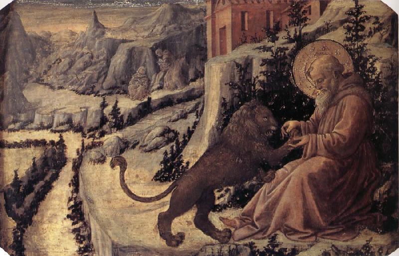 Fra Filippo Lippi St Jerome and the Lion Norge oil painting art